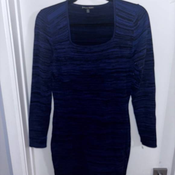 Navy blue striped long sleeve dress - Picture 4 of 5